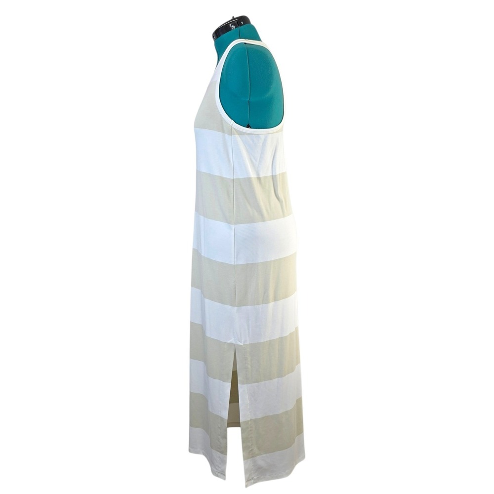 Splendid Striped Maxi Dress Halter Tank Style Beige White Large Vacation - Picture 2 of 9